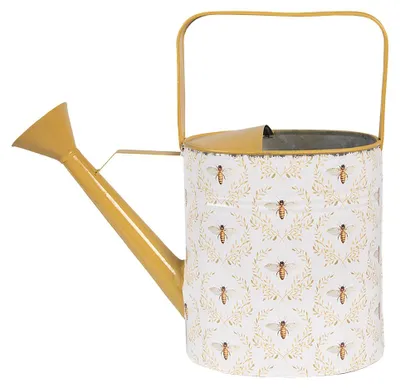 Image de Clayre & Eef Décoration Arrosoir 33x12x32 cm Blanc Métal Abeilles