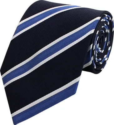 Produktbild von Fabio Farini - 1 Stück gestreifte Herren Krawatte - Tie mit Streifen in 6cm oder 8cm Breite Breit (8cm), Schwarz/Royalblau/Weiß