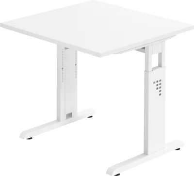Produktbild von bümö Schreibtisch Serie-O - Nachbildung: Weiß, Größe:  80 x 80 cm, Gestell: Weiß