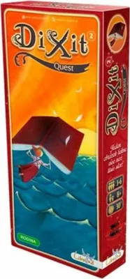 A product box for the board game Dixit Quest.
