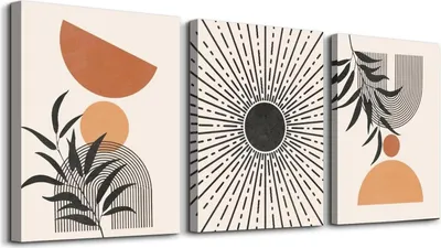 Immagine prodotto di Hyidecorart Murales botanico nero arancione moderno Set di 3