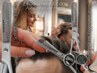 Produktbild von Effilierscheren-Set mit Solingen Effilierkamm und Kamm 5,5 Zoll | 3-teiliges Set für präzise Haarschnitte zu Hause