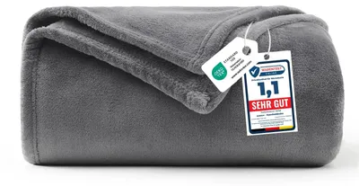 Produktbild von WAVVE Kuscheldecke Flauschig Decke Tagesdecke 150x200 - Sofadecke Grau – Größe 150 x 200 cm