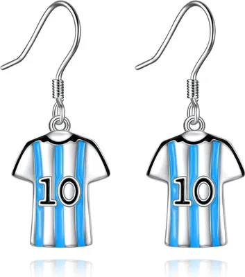 Zdjęcie produktu dla 925 Sterling Silver NO.10 Damskie kolczyki do koszulki piłkarskiej World Cup Różowa biżuteria