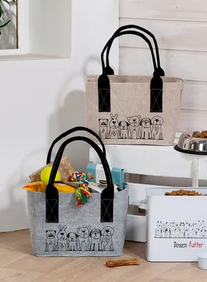 Produktbild von Gilde Tasche, "Hundebande", Filz, beige, hellgrau, L. 22 cm, B. 30 cm, H. 22 cm 55915 4063387559154 2 Stück (2-fach sortiert)