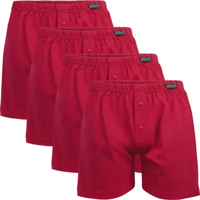Produktbild von Gomati Herren Jersey Boxershorts (4 Stück) Stretch Unterhose aus Baumwolle - Deepred 4XL/10