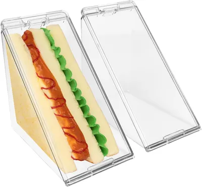 Produktbild von dreieckige Sandwichboxen mit transparentem Deckel, tragbar, für Picknicks, zur Aufbewahrung von Feinkost.
