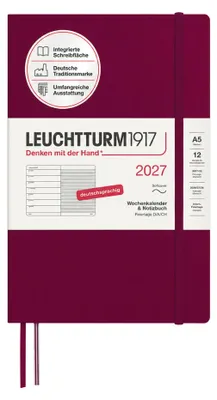Produktbild von LEUCHTTURM1917 Wochenkalender 2027 Medium (A5) mit Notizbuch - Terminplaner Deut