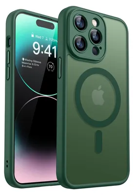 A green iPhone case is shown with a phone inside.