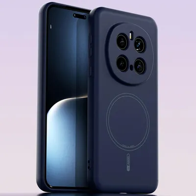 Image de Etui magnétique pour Honor Magic7, compatible MagSafe, silicone liquide, résistant aux chocs et aux rayures Bleu foncé