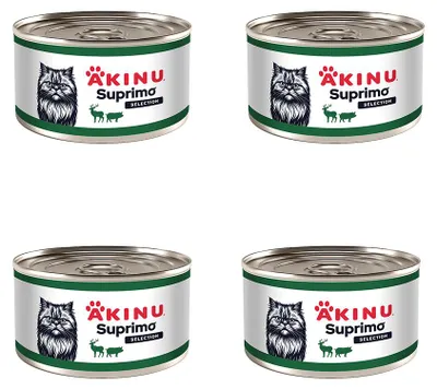 Obrázek produktu pro Akinu SUPRIMO SELECTION Vepřová jemně krájená svalovina se zvěřinou konzerva pro kočky 200 g MTP 4ks