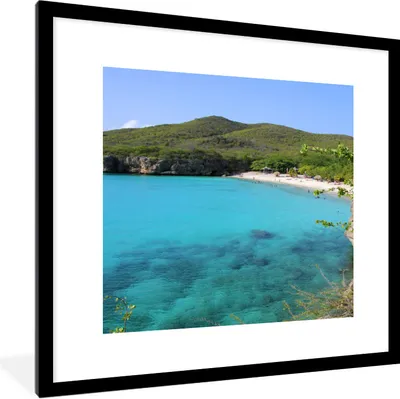 Produktbild von MuchoWow® Gerahmtes Poster Strand - Curacao - Insel 40x40 cm - Poster mit Schwarzem Bilderrahmen Wandposter Rahmen Foto Bilder - Poster - Plakat im Rahmen