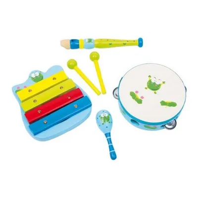Produktbild von Musik-Set Frosch small foot Legler Xylophon Rassel Flöte Tamburin Holz Melodie