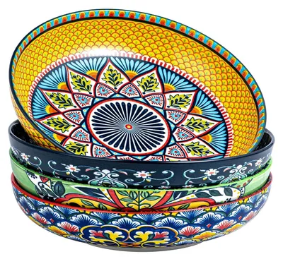 Produktbild von Pastaschalen 936ml - Bohemian Stil - Bunt - Set von 4 - Für Pasta/Noodels/Salat/Suppe