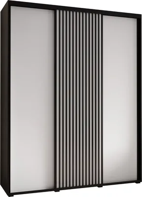 Produktbild von MEBLE KRYSPOL Lanko 1 Schrank mit 3 Schiebetüren  - 235,2x200x45 cm - Schwarz Weiß Schwarz