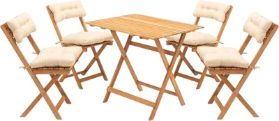 Produktbild von Dmora Outdoor Lounge Set Fanano Weiß Creme, 4 Sitze ein Tisch