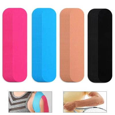 Produktbild von Kinesiologie Tape 40 Stück, 2 x 10 Zoll Baumwoll-Sporttape, vorgestanzte elastische Muskel-Tapes für Knie, Schulter, Handgelenk, Knöchel, Rücken