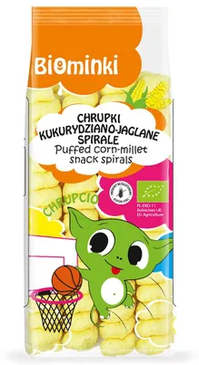 CHRUPKI KUKURYDZIANO-JAGLANE SPIRALE BEZGLUTENOWE BIO 60 g - BIOMINKI