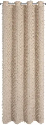 Image de EUROFIRANY | Rideau - 135 x 250 cm - beige Rideaux - avec pompon