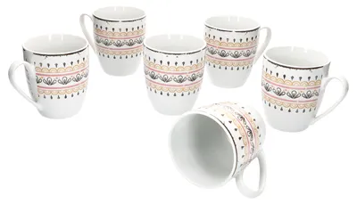 Zdjęcie produktu dla Van Well Viva 6-częściowy zestaw kubków do kawy dla 6 osób kubek do kawy XL kubek z cienkiej porcelany