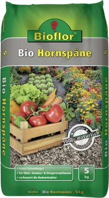 Produktbild von Bioflor Hornspäne 5 kg Beutel, 14% N, 100% natürlicher Dünger für gesundes Wachstum