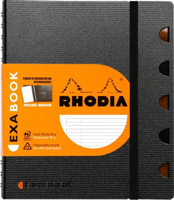 Produktbild von Rhodia 6x ExaBook mit Doppelspirale A5+ liniert 80Bl 90g - Schwarz 132576C