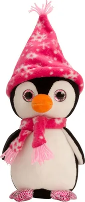 Produktbild von Pinguin mit Mütze und Schal in Pink 40 cm Kuscheltier