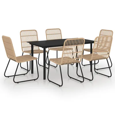 Image de vidaXL Ensemble de jardin 7 pièces Poly rotin et verre