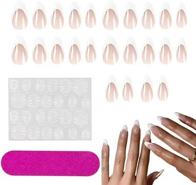 Produktbild von Famanu Kunstnägel Französischer Stil - Set mit 24 Stück - Kurze weiße Nägel zum Aufkleben