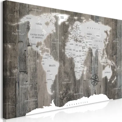 Produktbild von Wandbild Mega XXXL Weltkarte 250x125 cm Einteiliger XXL-Format Kunstdruck zur Selbstmontage Leinwandbilder moderne Bilder DIY Wanddekoration Wohnung Deko Holz k-C-0050-ak-g