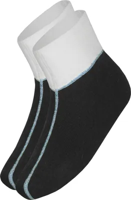 Produktbild von wobera Angora Fußwärmer oder Bettschuhe mit 75% Angora (Gr. 2 (38-42), Farbe: schwarz mit weißem Bündchen)