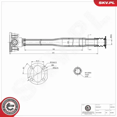 Immagine prodotto di ESEN SKV Albero cardanico, albero di trasmissione, adatto per MERCEDES-BENZ Classe C Berlina (W204) Anteriore 76SKV024