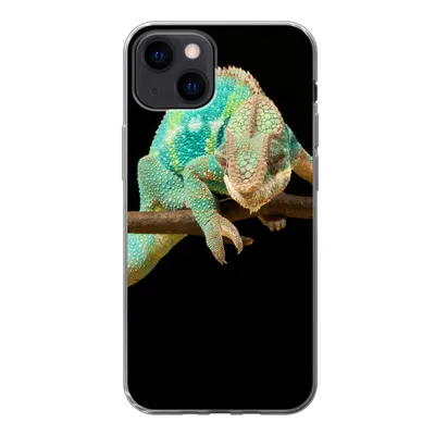 Produktbild von MuchoWow® Handyhülle Schutzhülle Hülle für iPhone 13 mini Chamäleon - Zweig - Pastell Silikon Softcase Handy Hülle - Softcase