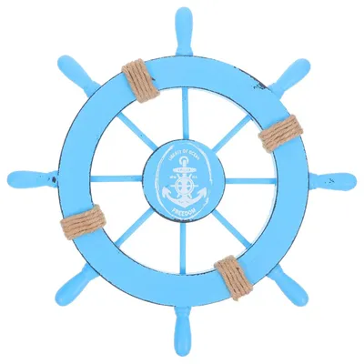 Holz-Steuerrad, Wanddekoration, 28 cm, himmelblau, maritim