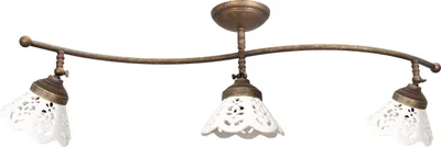 Produktbild von Deckenspot Messing Keramik verstellbar in Bronze Antik matt Weiß E14 3-flammig länglich Rustikal Keramiklampe