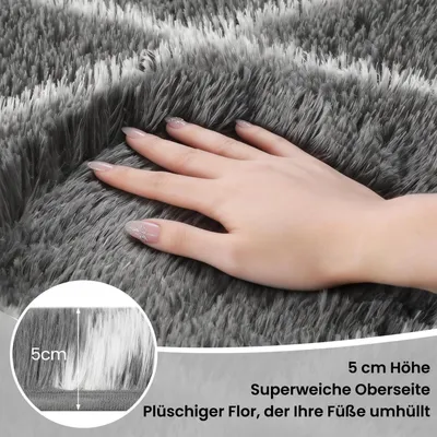 Image de Tapis à poils longs, gris, 120x160 cm, lavable, rectangulaire