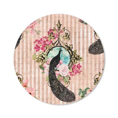 Produktbild von MuchoWow® Mauspad Mousepad Pfau - Rosa - Blumen 50x50 cm - Mousepads - Maus Mat - Pad - Mausunterlage - Vinyl