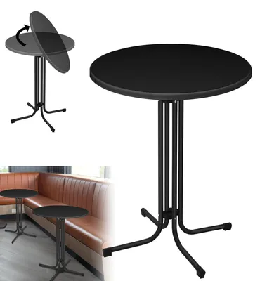 Produktbild von Klappbarer Stehtisch Ø 80 cm, Bistrotisch rund, wetterfest, hitzebeständig, 110 cm hoch, schwarz