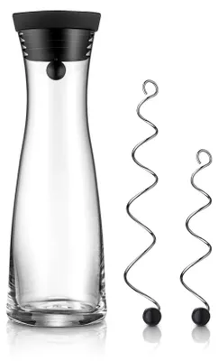 Productafbeelding van WMF BASIC waterkan 1,0 liter, zwart. Basic model met 2 fruitspiesen, zwart/transparant