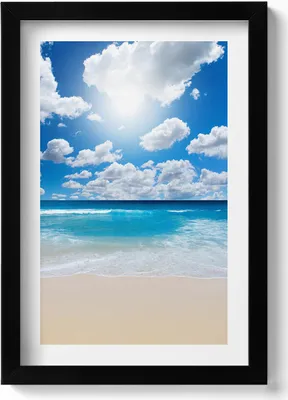 Produktbild von Strand, Meer und Horizont– Wandbild mit Rahmen – Gerahmtes Bild – Wanddekoration – 20x30 cm – Schwarz