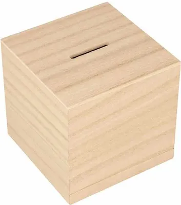Obrázek produktu pro Čtvercová dřevěná pokladnička - 8,7 x 8,7 cm