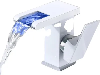 Produktbild von Waschtischarmatur, LED-Temperaturanzeige, langlebige Messingkonstruktion, WEISS
