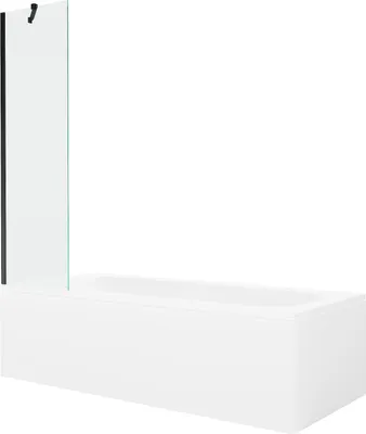 Immagine prodotto di Mexen Vega vasca rettangolare 160 x 70 cm con pannello frontale e paravento a 1 anta 50 cm, trasparente, nero