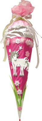 Produktbild von Schultüten-Bastelset Einhorn 68 cm 6-eckig Rot(h)-Spitze Kreppverschluss