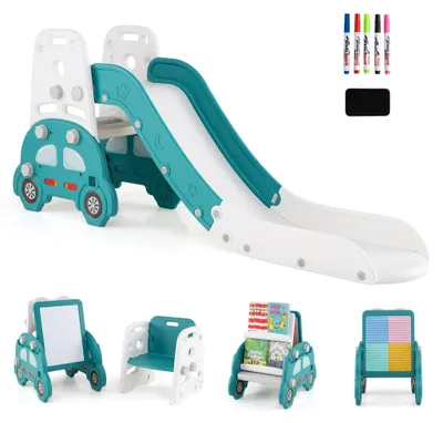 Immagine prodotto di Set di scivoli per bambini 5 in 1 con lavagna bianca e libreria