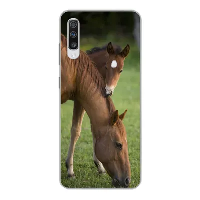Produktbild von MuchoWow® Handyhülle Schutzhülle Hülle für Samsung Galaxy A70 Pferde - Gras - Porträt Silikon Softcase Handy Hülle - Schutzhaube