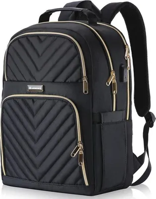Produktbild von Damen Rucksack 15,6 Zoll - Stilvoller, wasserdichter Laptop Rucksack mit USB-Ladeanschluss für Schule, Universität und Reisen