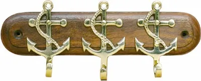 Produktbild von Haken Schlüsselhaken 3 Anker Holz / Messing