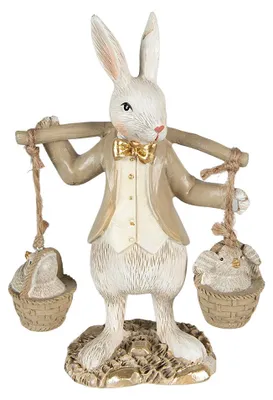 Obrázek produktu pro Clayre & Eef Figurka králíka 17 cm béžová hnědá polyresinová