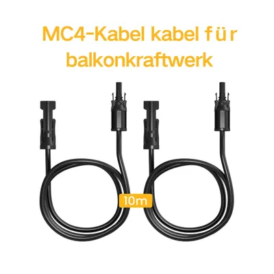Produktbild von Powerness Solarpanel-Verlängerungskabel mit MC4-Stecker - MC4 Solarkabel - 10m, 4mm– 1 Sätze (2 Stück), 0% MwSt